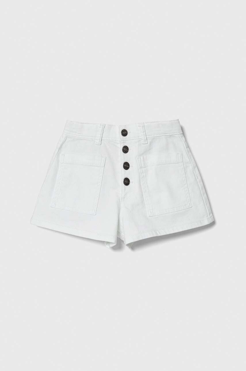 United Colors of Benetton pantaloni scurti din denim pentru copii culoarea alb, neted, talie reglabila United Colors of Benetton pantaloni scurti din denim pentru copii culoarea alb, neted, talie reglabila
