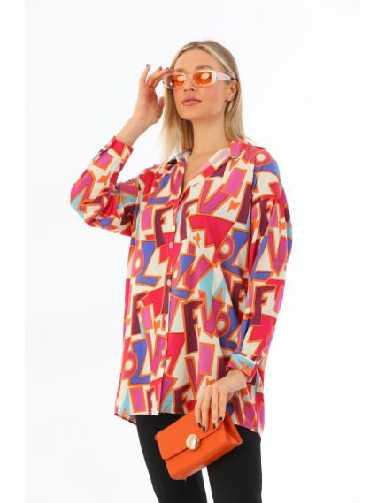 Cămașă vaporoasa cu imprimeu multicolor, in serie 5 imprimee diferite,en-gross. Cămașă vaporoasa cu imprimeu multicolor, in serie 5 imprimee diferite,en-gross.