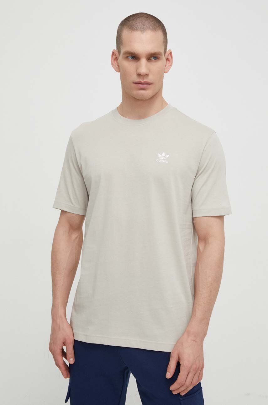 adidas Originals tricou din bumbac Essential Tee bărbați, culoarea gri, cu imprimeu, IR9689 adidas Originals tricou din bumbac Essential Tee bărbați, culoarea gri, cu imprimeu, IR9689