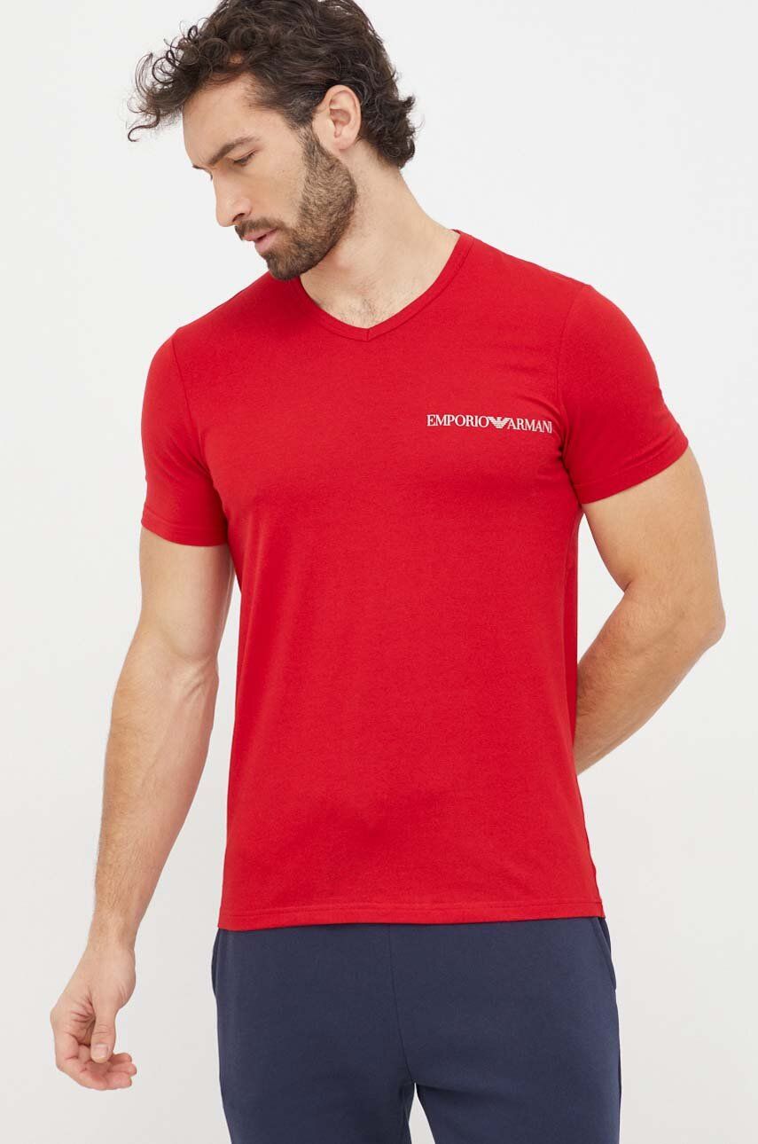 Emporio Armani Underwear tricou lounge 2-pack culoarea rosu, cu imprimeu Emporio Armani Underwear tricou lounge 2-pack culoarea rosu, cu imprimeu