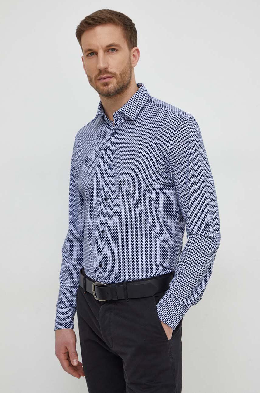 BOSS cămașă bărbați, culoarea bleumarin, cu guler clasic, slim 50508738 BOSS cămașă bărbați, culoarea bleumarin, cu guler clasic, slim 50508738