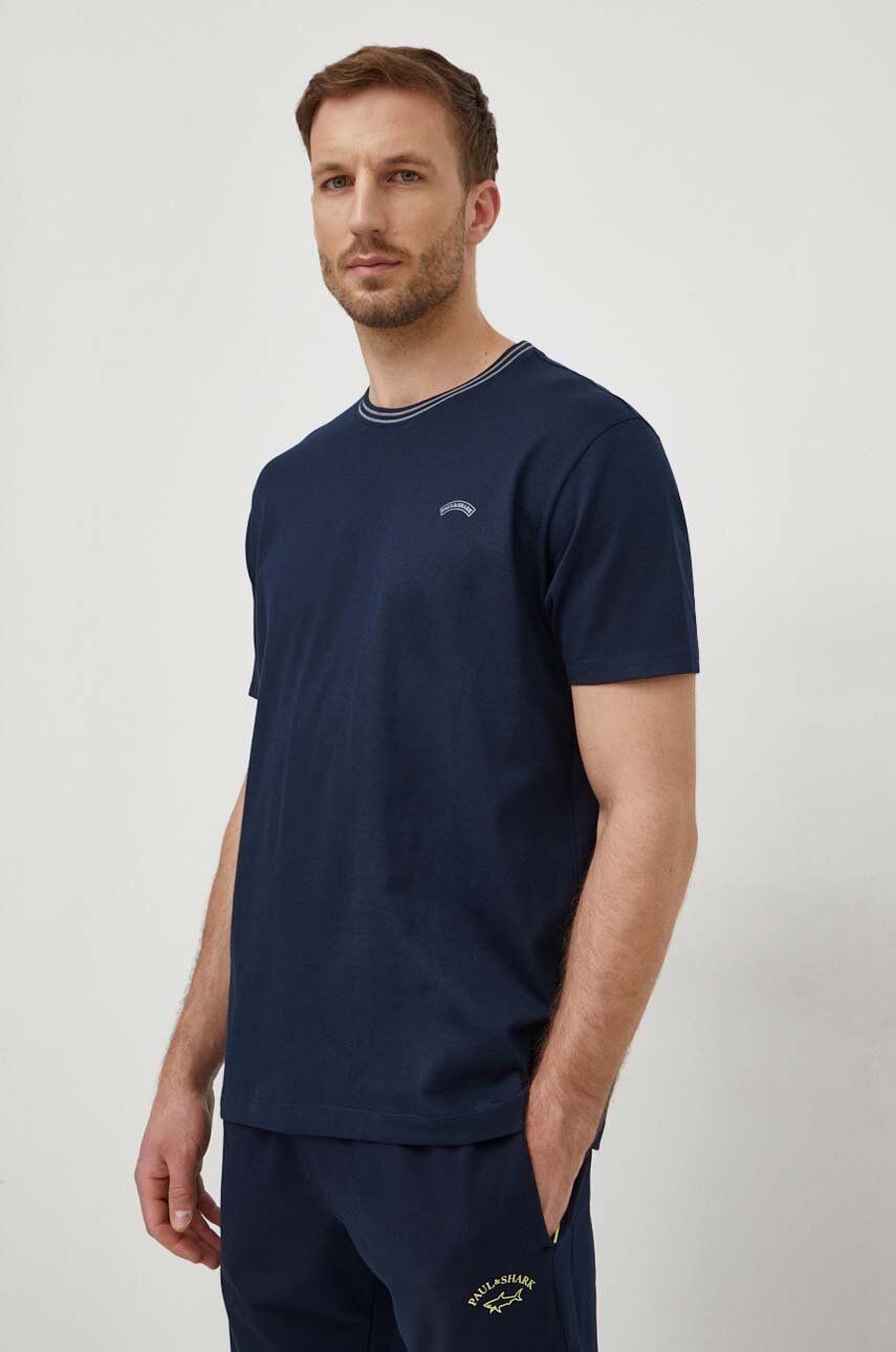 Paul&Shark tricou din bumbac barbati, culoarea albastru marin, cu imprimeu Paul&Shark tricou din bumbac barbati, culoarea albastru marin, cu imprimeu