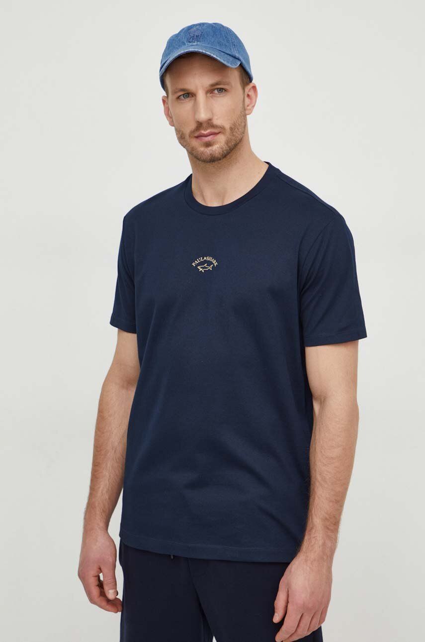 Paul&Shark tricou din bumbac barbati, culoarea albastru marin, cu imprimeu Paul&Shark tricou din bumbac barbati, culoarea albastru marin, cu imprimeu