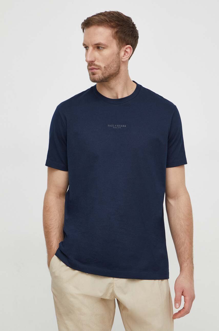 Paul&Shark tricou din bumbac barbati, culoarea albastru marin, cu imprimeu Paul&Shark tricou din bumbac barbati, culoarea albastru marin, cu imprimeu