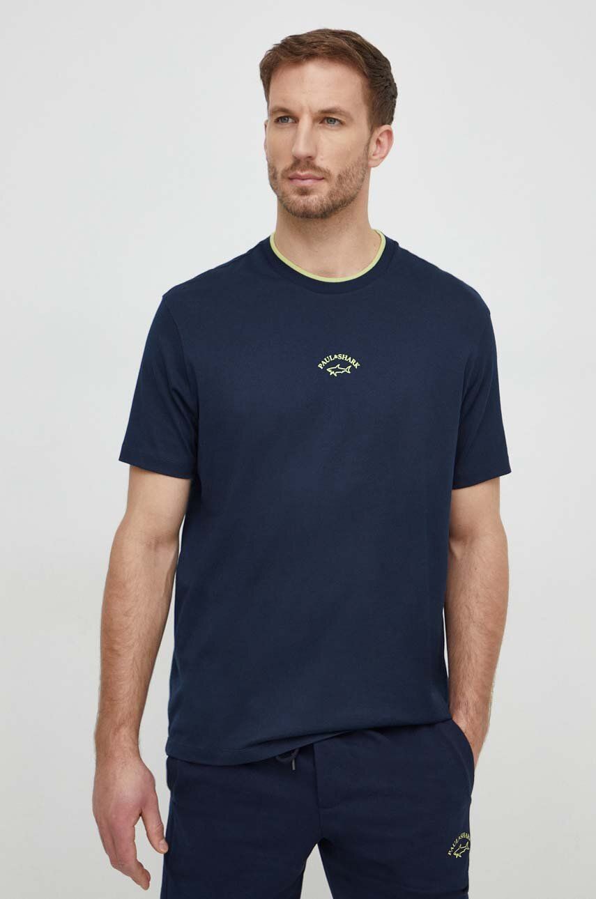Paul&Shark tricou din bumbac barbati, culoarea albastru marin, cu imprimeu Paul&Shark tricou din bumbac barbati, culoarea albastru marin, cu imprimeu