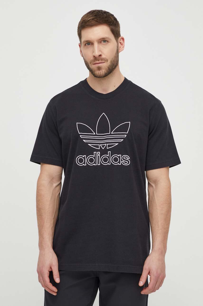 adidas Originals tricou din bumbac Trefoil Tee bărbați, culoarea negru, cu imprimeu, IU2347 adidas Originals tricou din bumbac Trefoil Tee bărbați, culoarea negru, cu imprimeu, IU2347