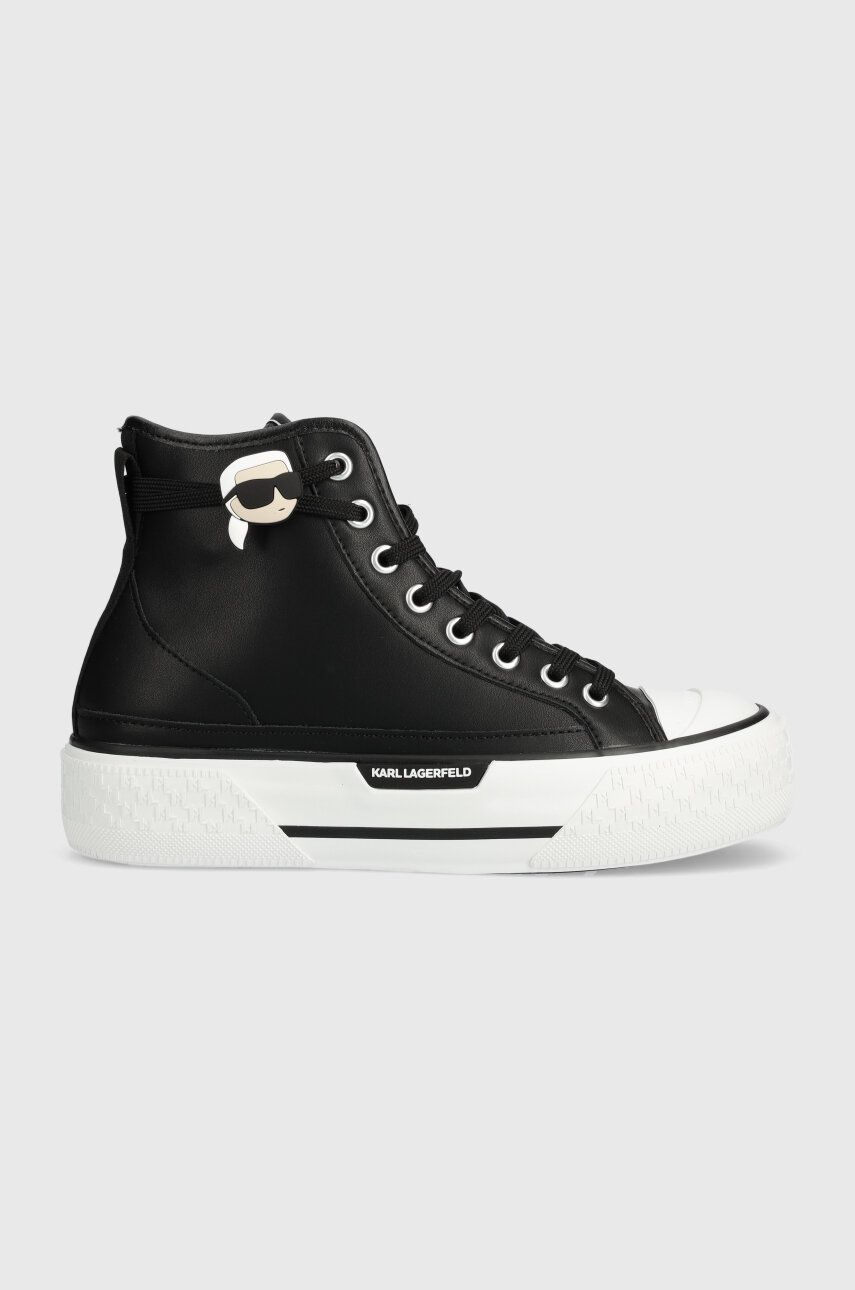Karl Lagerfeld tenisi de piele KAMPUS MAX III femei, culoarea negru, KL60640 Karl Lagerfeld tenisi de piele KAMPUS MAX III femei, culoarea negru, KL60640