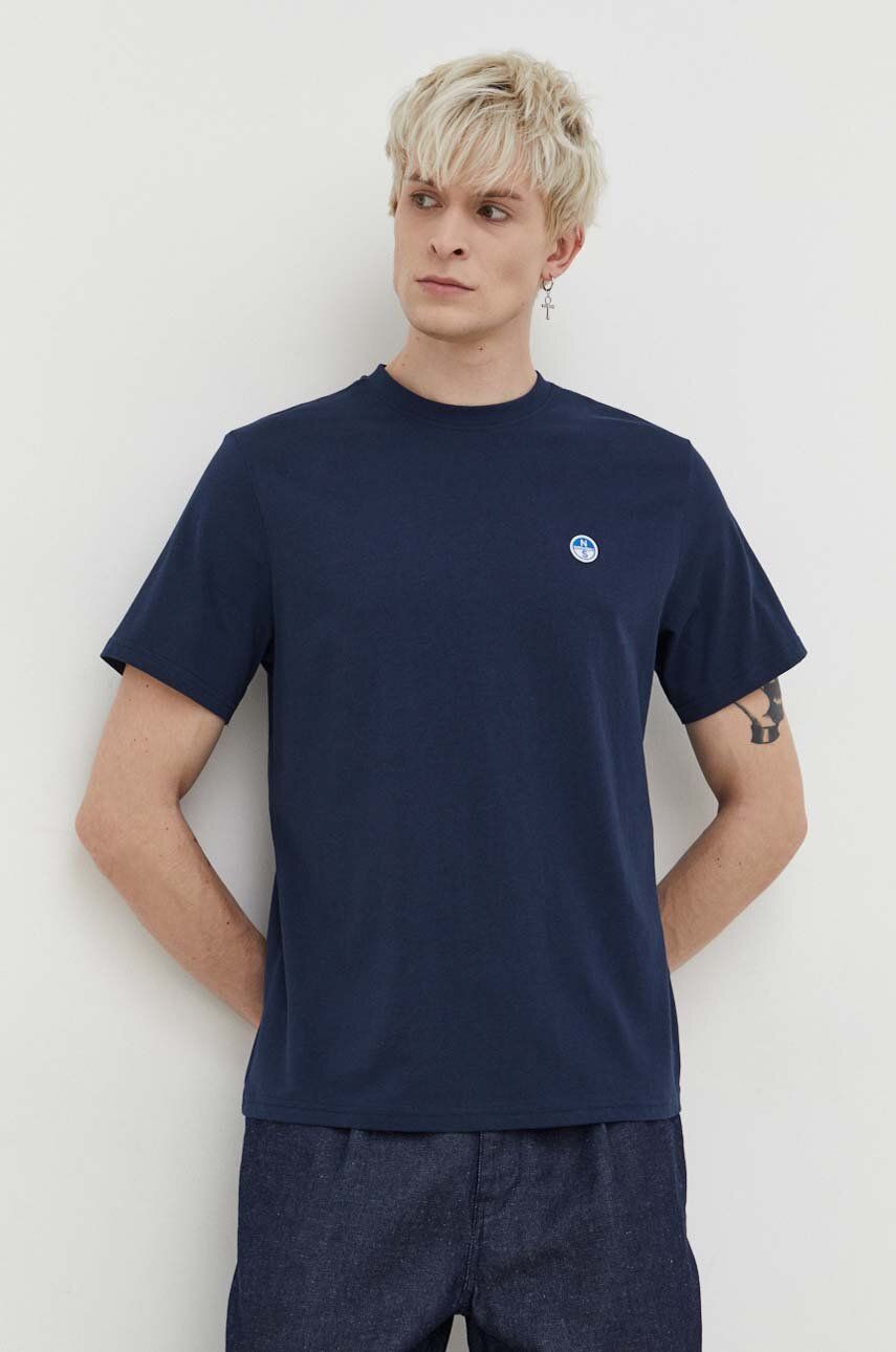 North Sails tricou din bumbac barbati, culoarea albastru marin, neted North Sails tricou din bumbac barbati, culoarea albastru marin, neted