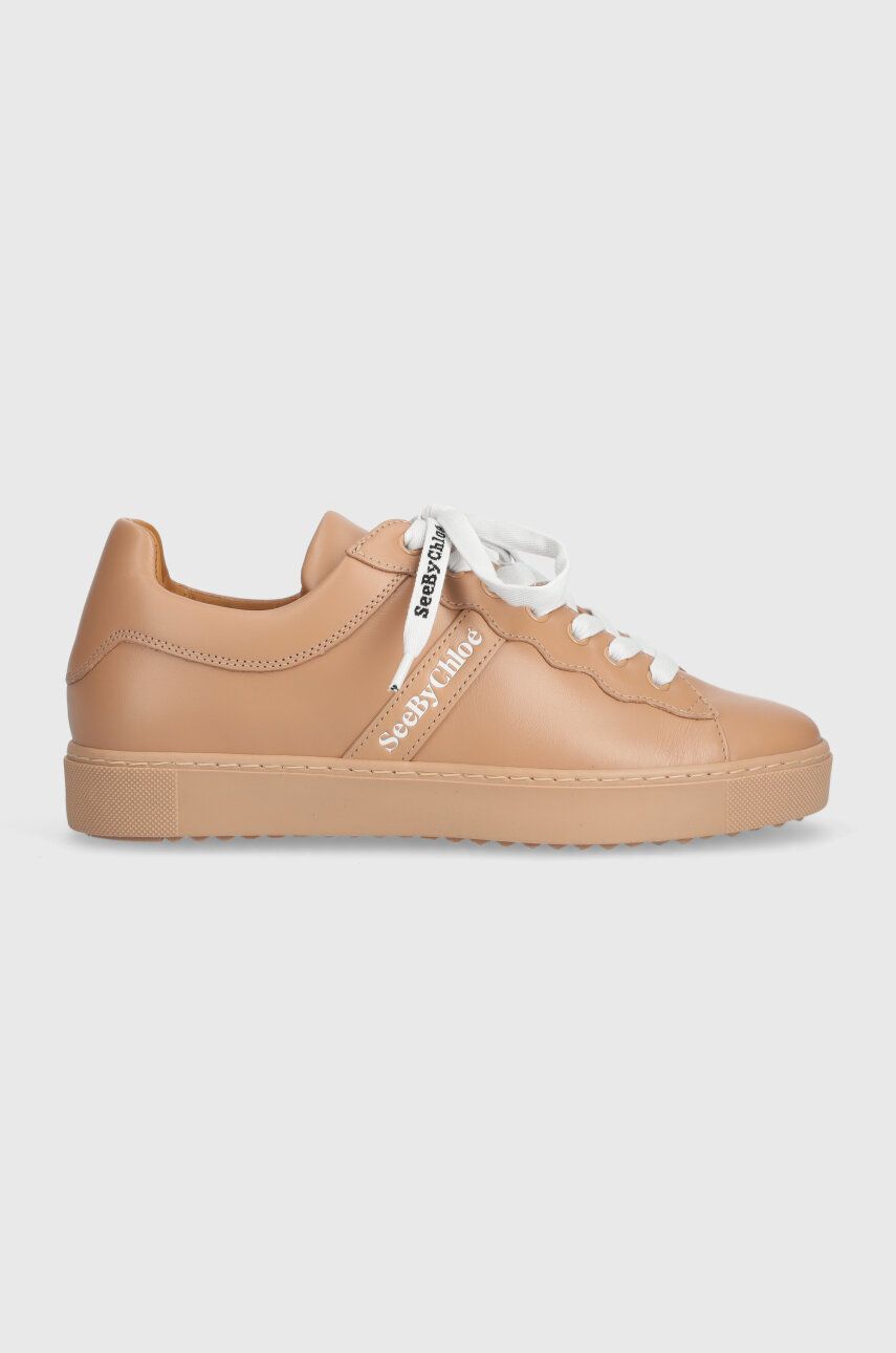 See by Chloé sneakers din piele Essie culoarea bej, SB39210A See by Chloé sneakers din piele Essie culoarea bej, SB39210A