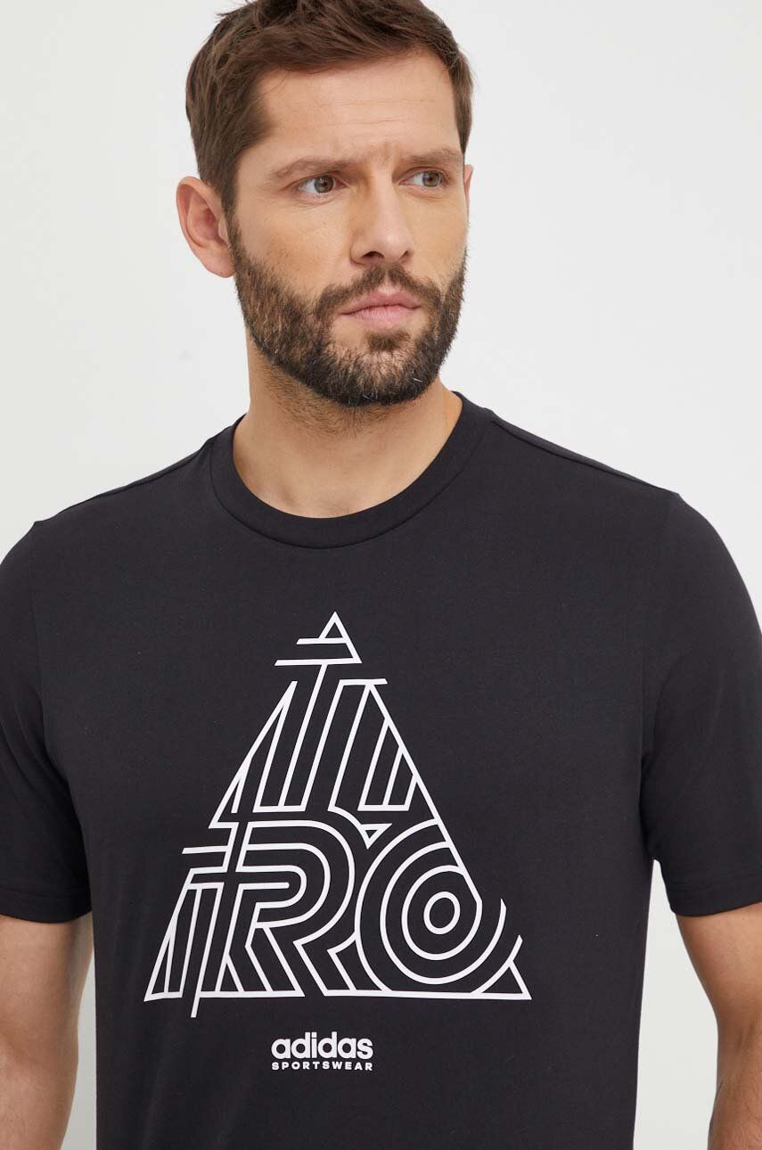 adidas tricou din bumbac TIRO bărbați, culoarea negru, cu imprimeu IS2877 adidas tricou din bumbac TIRO bărbați, culoarea negru, cu imprimeu IS2877