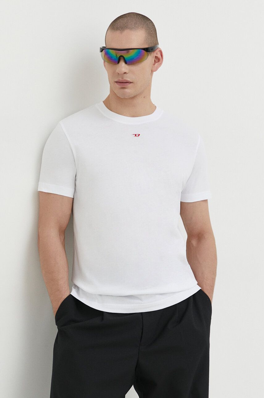 Diesel tricou din bumbac bărbați, culoarea alb, cu imprimeu A04081.0GRAI Diesel tricou din bumbac bărbați, culoarea alb, cu imprimeu A04081.0GRAI