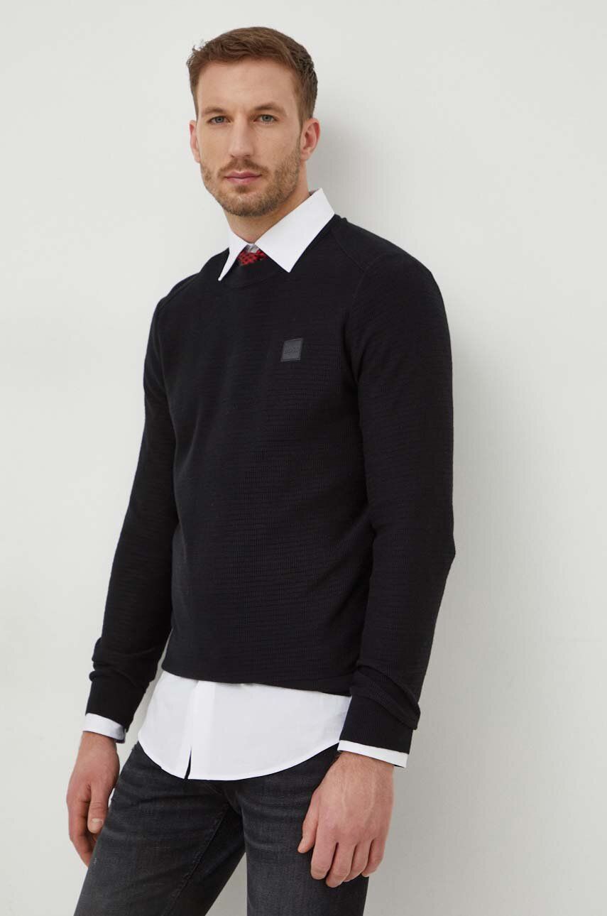 BOSS Orange pulover din amestec de cașmir culoarea negru, light 50495784 BOSS Orange pulover din amestec de cașmir culoarea negru, light 50495784