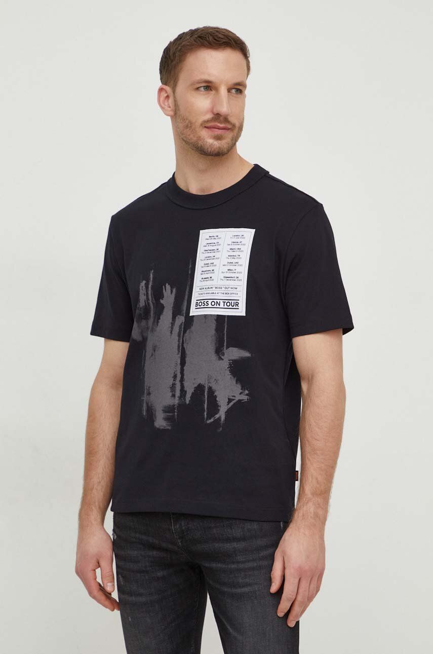 BOSS Orange tricou din bumbac bărbați, culoarea negru, cu imprimeu 50511051 BOSS Orange tricou din bumbac bărbați, culoarea negru, cu imprimeu 50511051