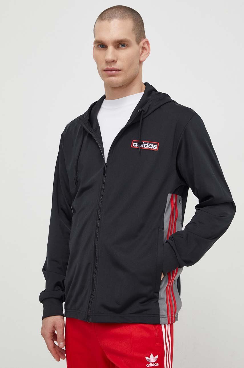 adidas Originals bluză Adibreak Full-Zip Hoodie bărbați, culoarea negru, cu glugă, cu model, IM8209 adidas Originals bluză Adibreak Full-Zip Hoodie bărbați, culoarea negru, cu glugă, cu model, IM8209