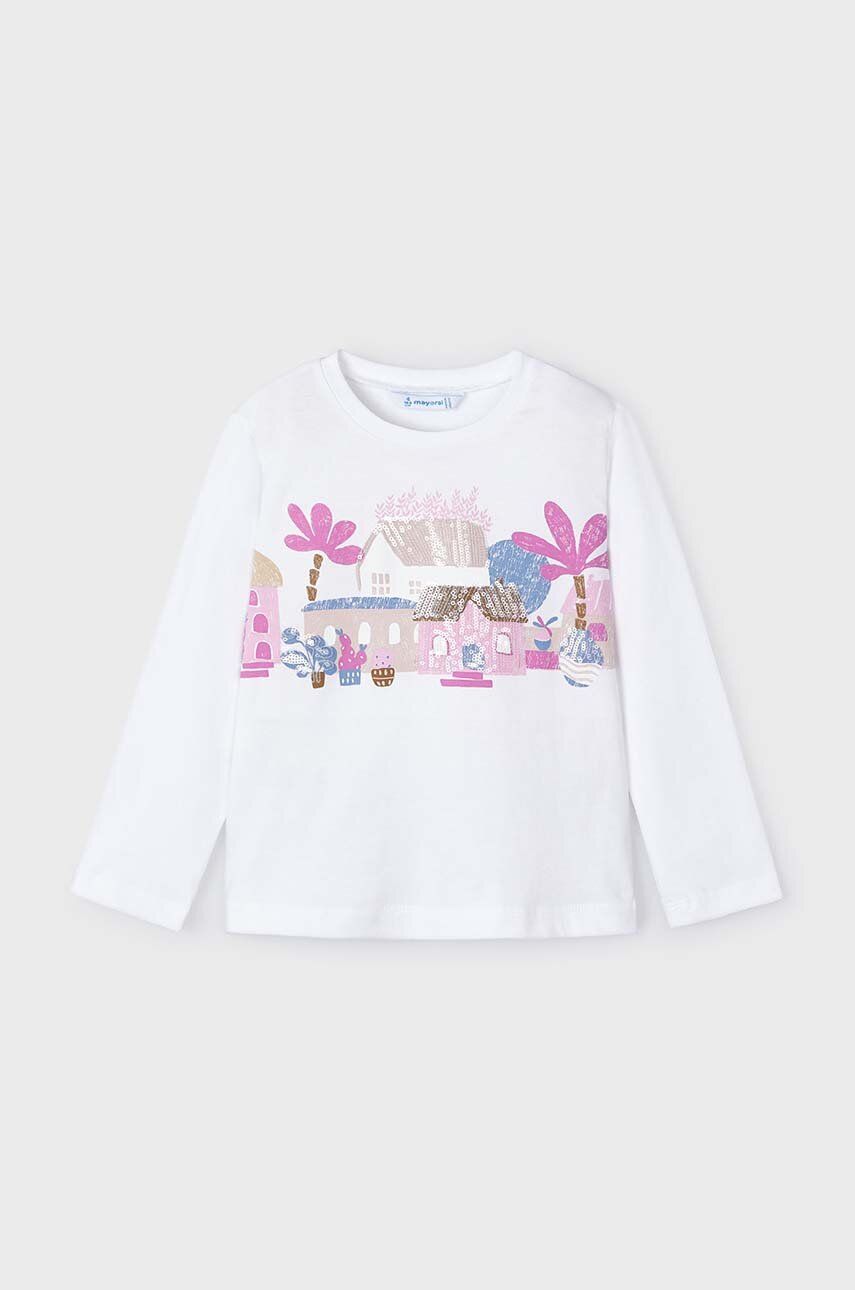 Mayoral longsleeve din bumbac pentru copii culoarea alb Mayoral longsleeve din bumbac pentru copii culoarea alb