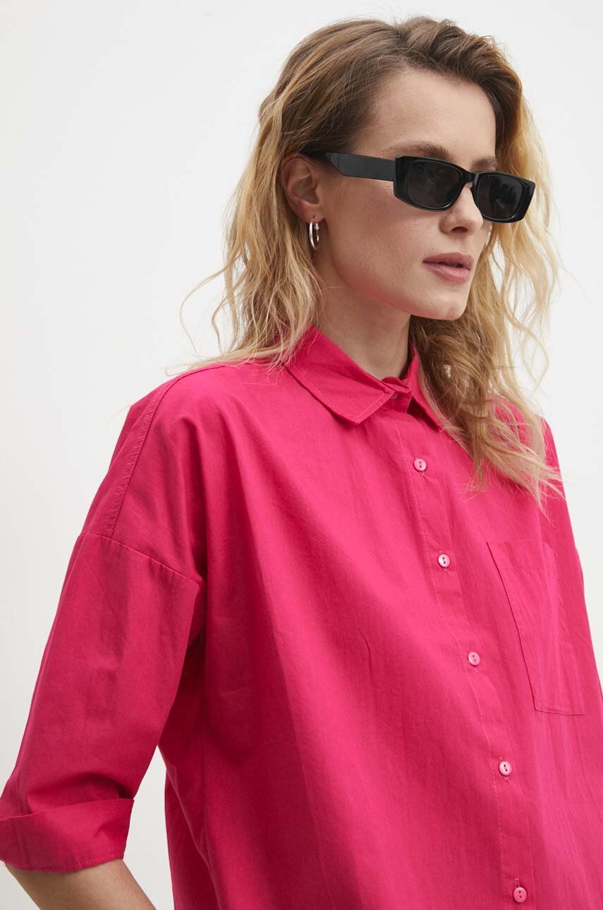 Answear Lab camasa din bumbac femei, culoarea roz, cu guler clasic, relaxed Answear Lab camasa din bumbac femei, culoarea roz, cu guler clasic, relaxed