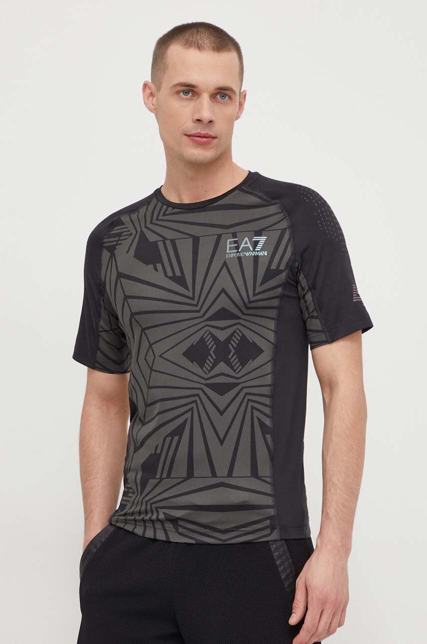 EA7 Emporio Armani tricou barbati, culoarea negru, modelator EA7 Emporio Armani tricou barbati, culoarea negru, modelator
