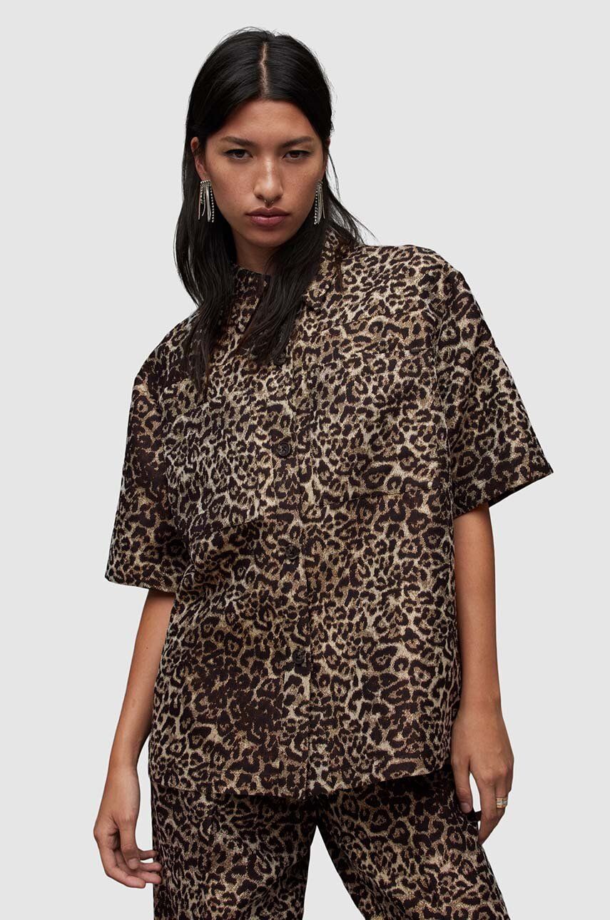 AllSaints camasa Jemi Leppo femei, culoarea negru, cu guler clasic, relaxed AllSaints camasa Jemi Leppo femei, culoarea negru, cu guler clasic, relaxed