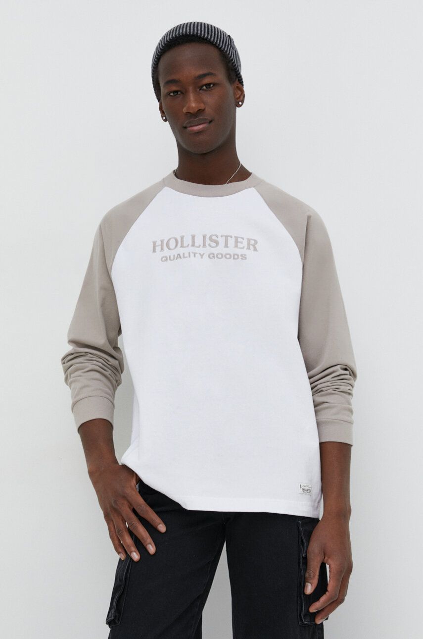 Hollister Co. longsleeve din bumbac culoarea bej, modelator Hollister Co. longsleeve din bumbac culoarea bej, modelator