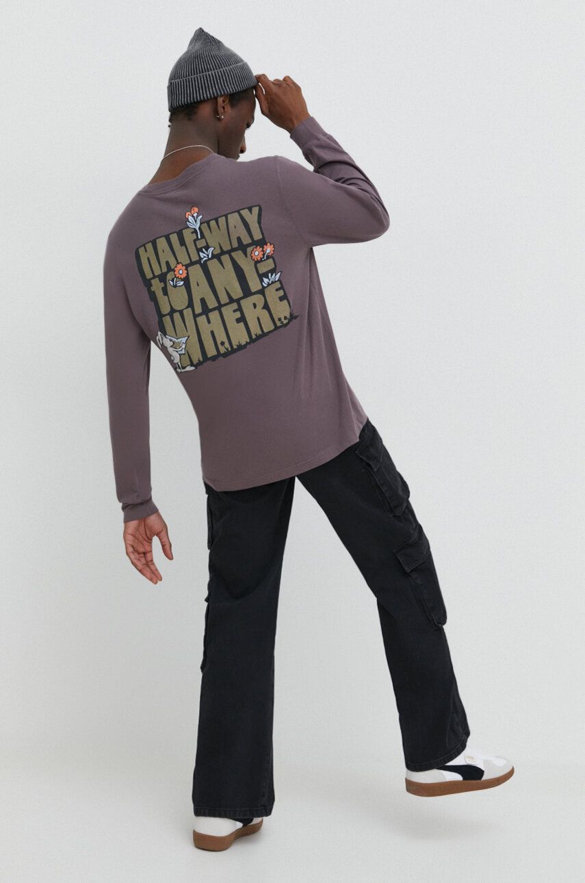 Hollister Co. longsleeve din bumbac culoarea violet, cu imprimeu Hollister Co. longsleeve din bumbac culoarea violet, cu imprimeu