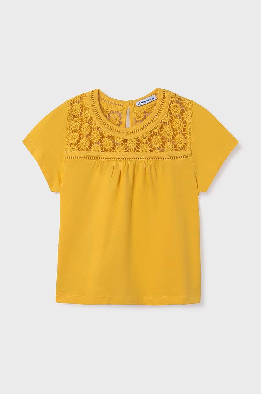 Mayoral bluza de bumbac pentru copii culoarea galben, neted Mayoral bluza de bumbac pentru copii culoarea galben, neted