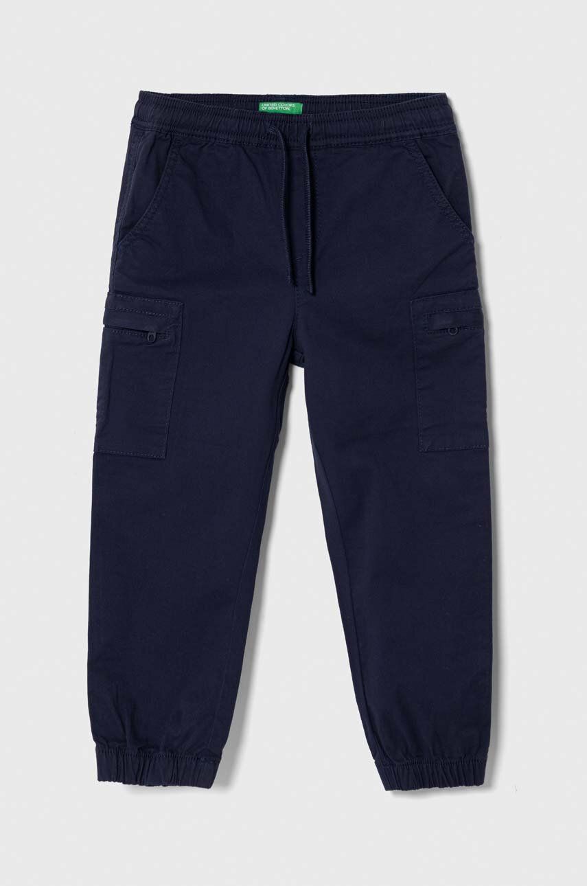 United Colors of Benetton pantaloni copii culoarea albastru marin, neted United Colors of Benetton pantaloni copii culoarea albastru marin, neted