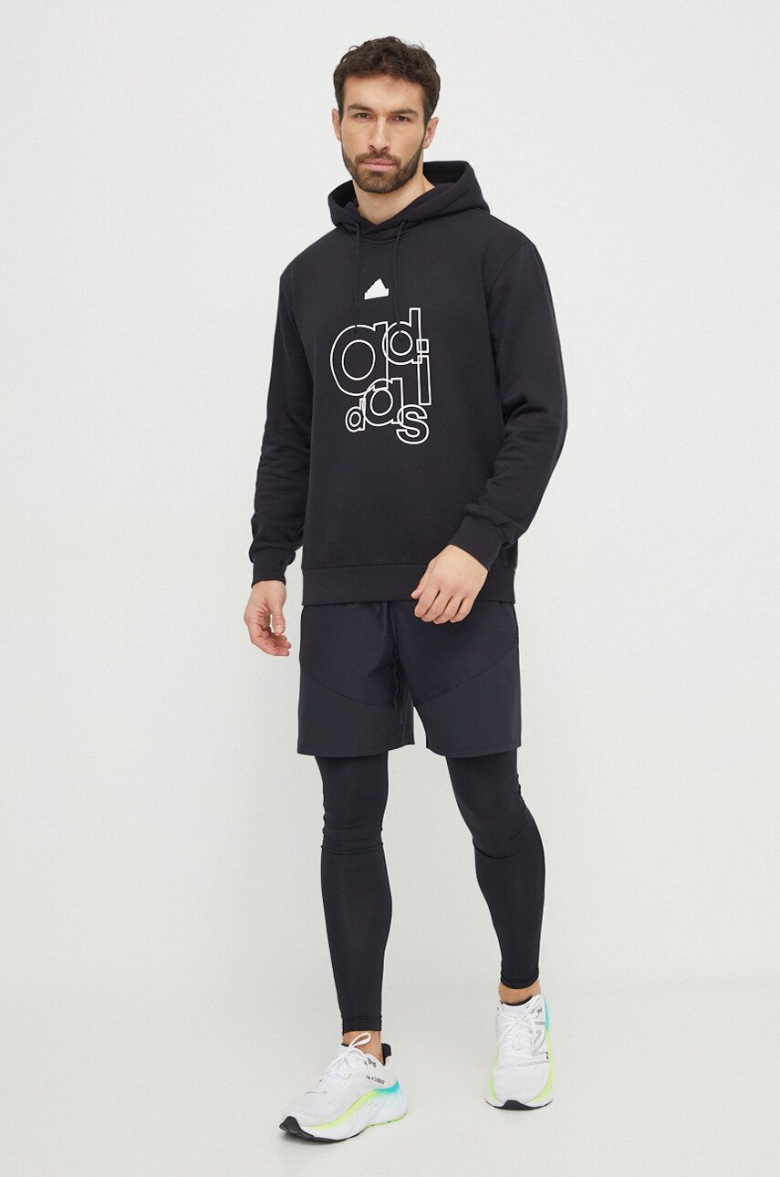 adidas bluză bărbați, culoarea negru, cu glugă, cu imprimeu IP4071 adidas bluză bărbați, culoarea negru, cu glugă, cu imprimeu IP4071