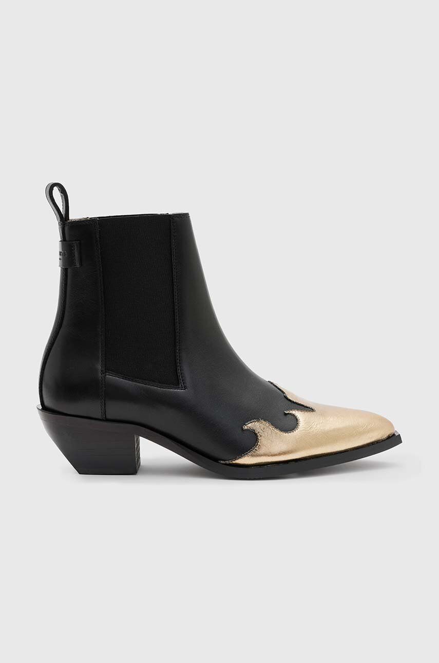 AllSaints cizme de piele Dellaware Boot femei, culoarea negru, cu toc drept, WF733Z AllSaints cizme de piele Dellaware Boot femei, culoarea negru, cu toc drept, WF733Z