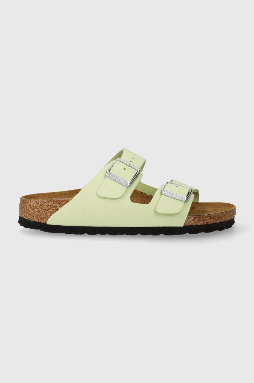 Birkenstock papuci din piele Arizona femei, culoarea verde, 1026710 Birkenstock papuci din piele Arizona femei, culoarea verde, 1026710