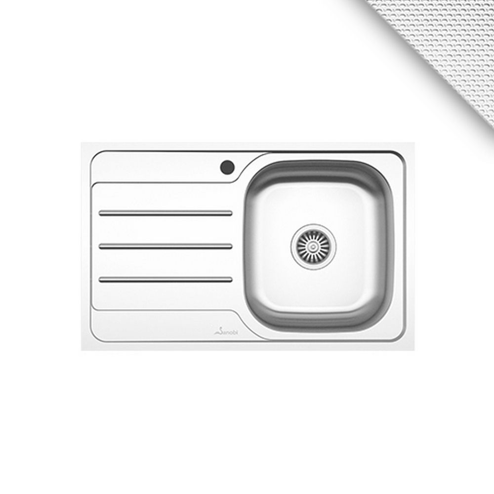 Chiuveta Sanobi, 1 Cuva dreapta, Inox texturat, pe blat, 80 x 50 cm Chiuveta Sanobi, 1 Cuva dreapta, Inox texturat, pe blat, 80 x 50 cm