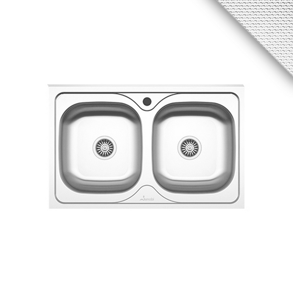 Chiuveta Sanobi, 2 Cuve universale, Inox texturat, pe masca, 80 x 50 cm Chiuveta Sanobi, 2 Cuve universale, Inox texturat, pe masca, 80 x 50 cm