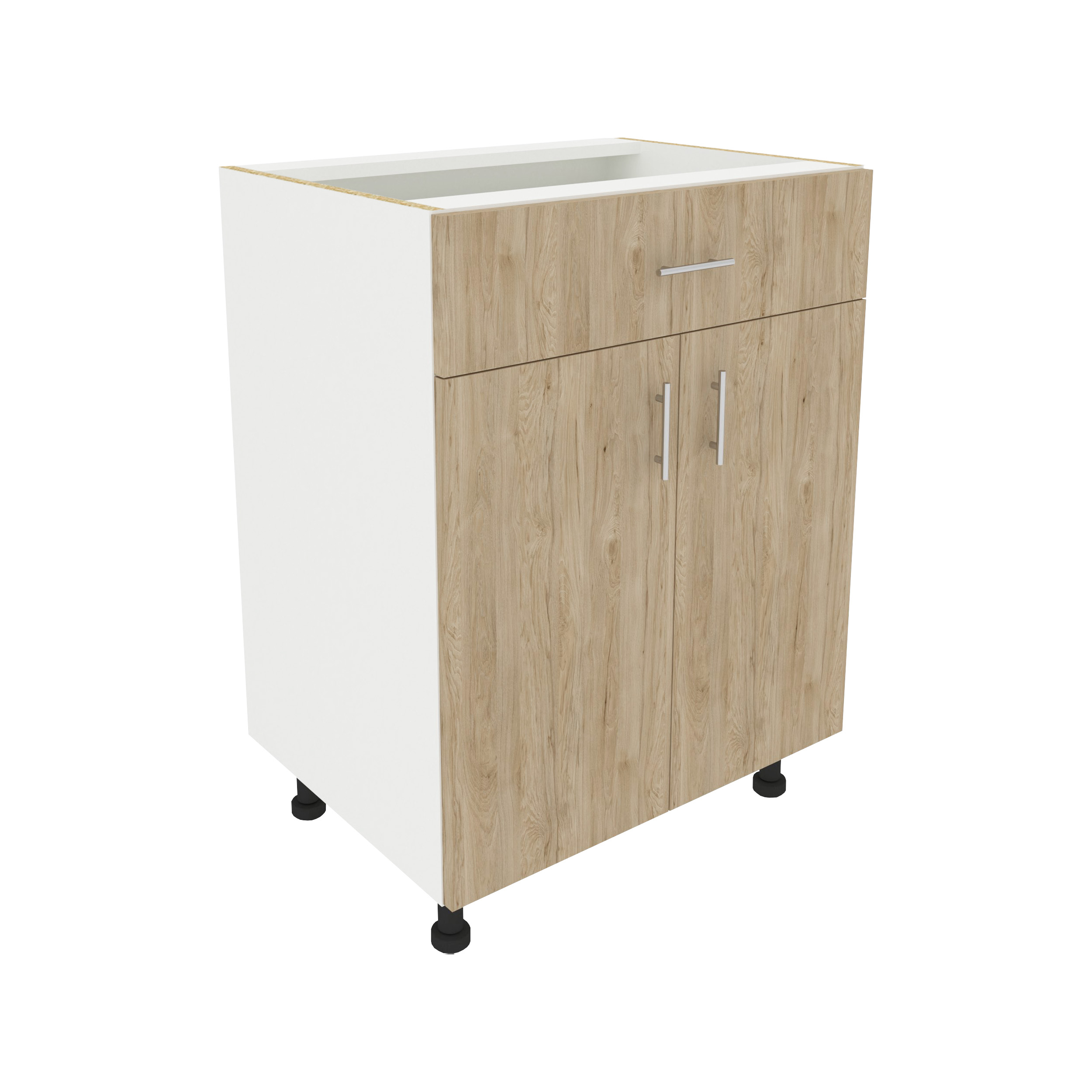 Corp Baza Karo, 1 Sertar, 2 Usi, Lemn Natural/Alb, 60 x 50 x 80 cm Corp Baza Karo, 1 Sertar, 2 Usi, Lemn Natural/Alb, 60 x 50 x 80 cm