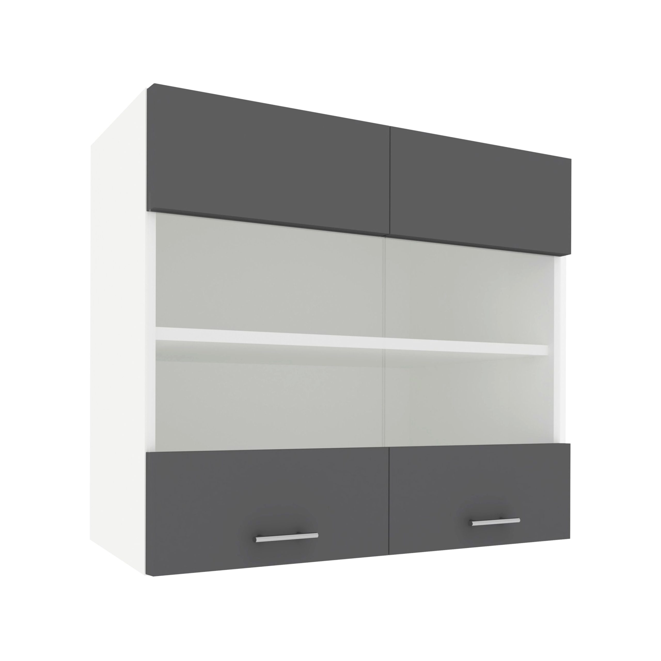 Corp Superior Karo, 2 Usi, cu sticla, Antracit/Alb, 80 x 30 x 60 cm Corp Superior Karo, 2 Usi, cu sticla, Antracit/Alb, 80 x 30 x 60 cm