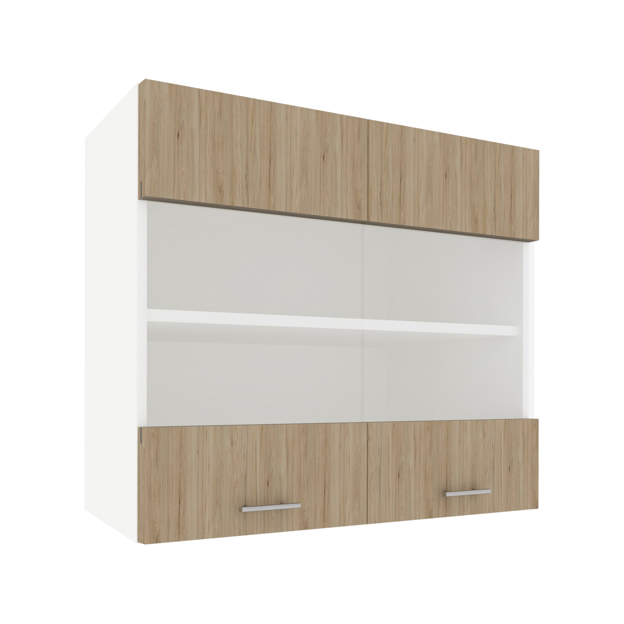 Corp Superior Karo, 2 Usi, cu sticla, Lemn Natural/Alb, 80 x 30 x 60 cm Corp Superior Karo, 2 Usi, cu sticla, Lemn Natural/Alb, 80 x 30 x 60 cm