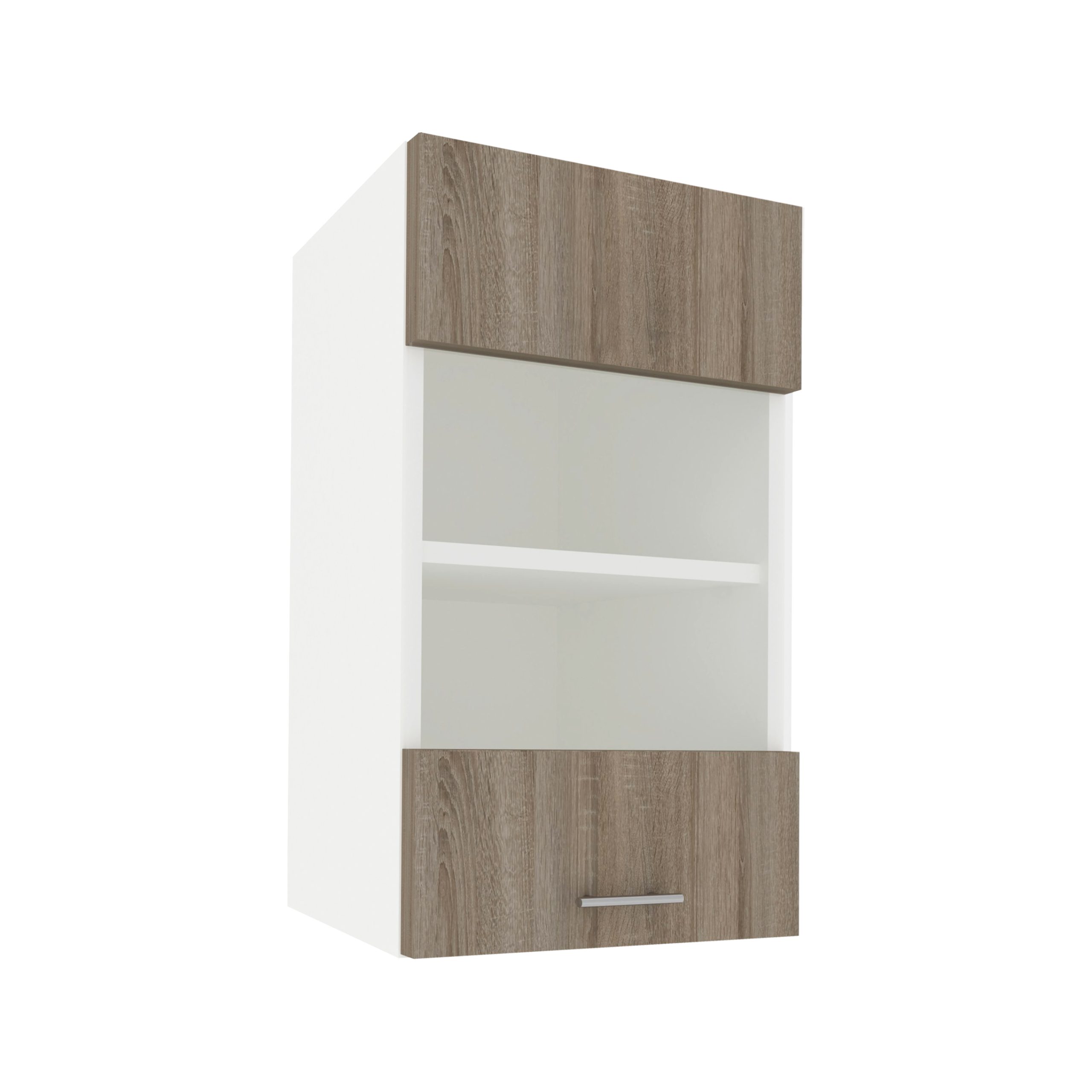 Corp Superior Karo, O Usa, cu sticla, Stejar Sonoma Inchis/Alb, 40 x 30 x 60 cm Corp Superior Karo, O Usa, cu sticla, Stejar Sonoma Inchis/Alb, 40 x 30 x 60 cm
