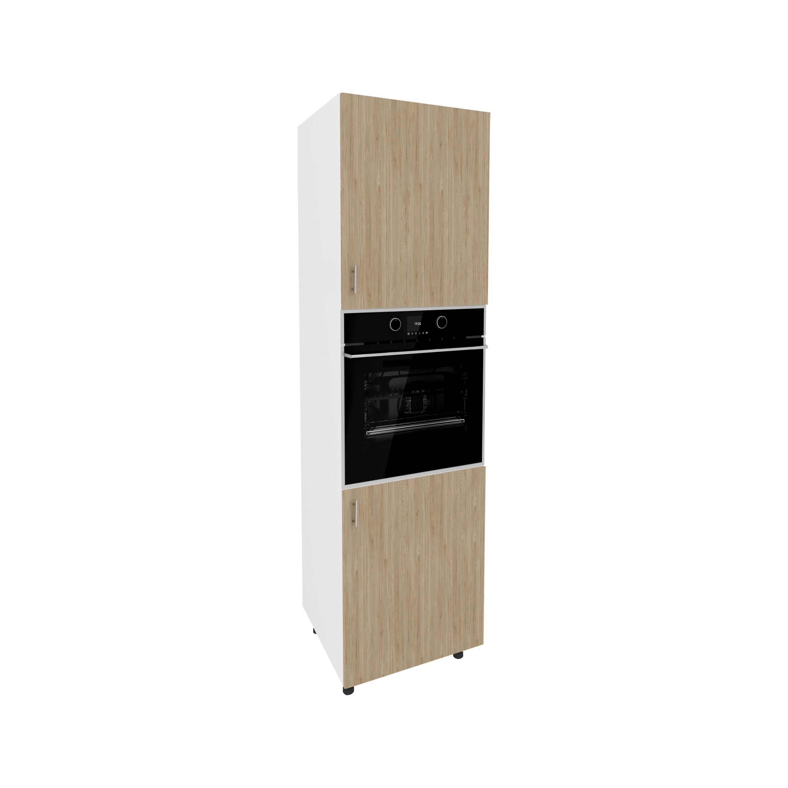 Corp Turn Karo, 2 Usi, cu spatiu cuptor, Lemn Natural/Alb, 60 x 57 x 210 cm Corp Turn Karo, 2 Usi, cu spatiu cuptor, Lemn Natural/Alb, 60 x 57 x 210 cm