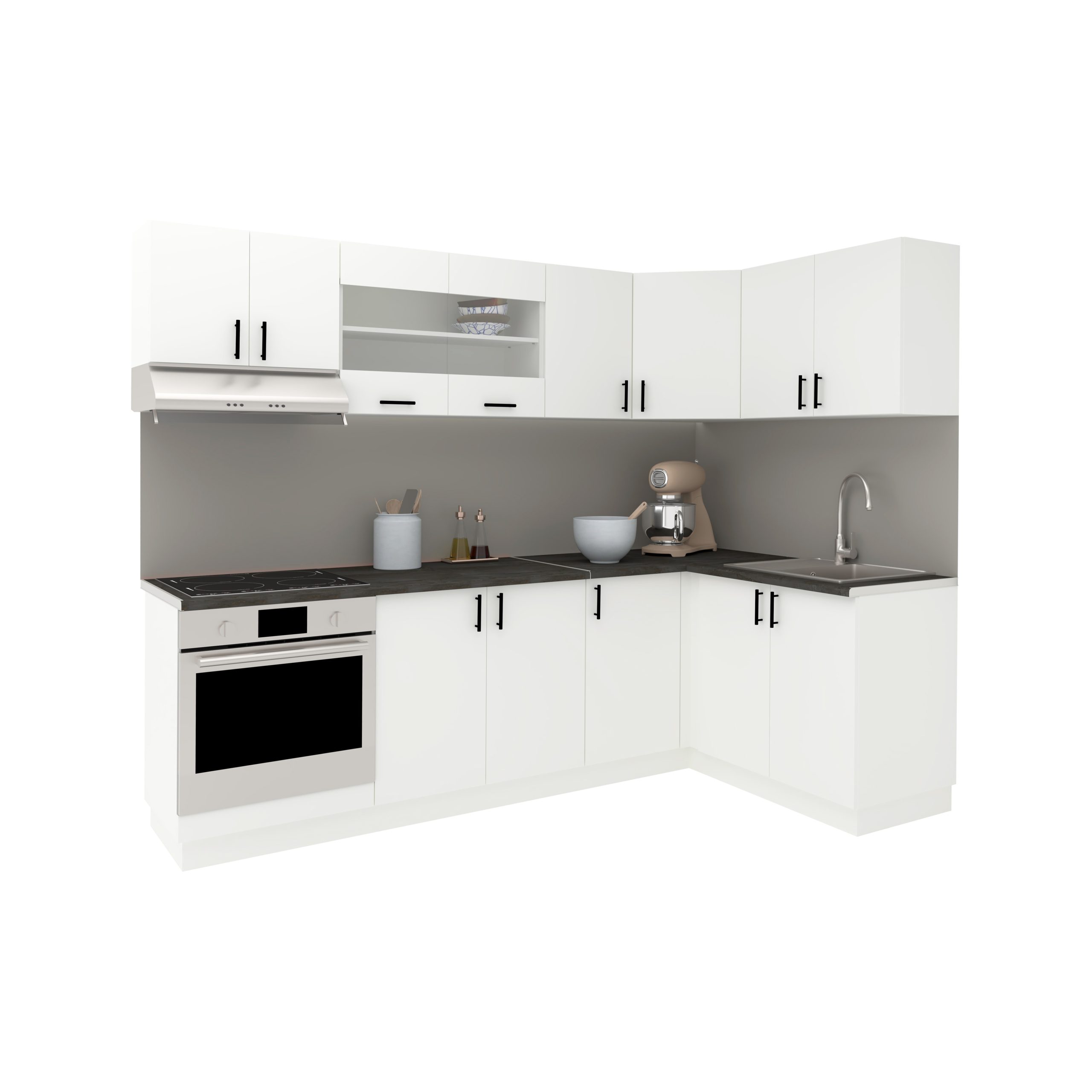 Set Bucatarie Colt Karo V34, Alb, Blat Thermo 28 mm, L 240 x 140 cm Set Bucatarie Colt Karo V34, Alb, Blat Thermo 28 mm, L 240 x 140 cm