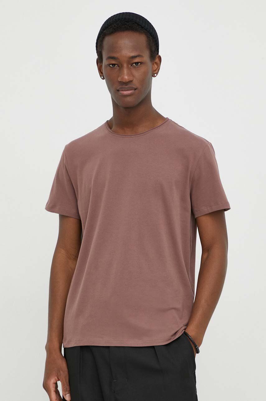 AllSaints tricou din bumbac BODEGA barbati, culoarea portocaliu, neted AllSaints tricou din bumbac BODEGA barbati, culoarea portocaliu, neted