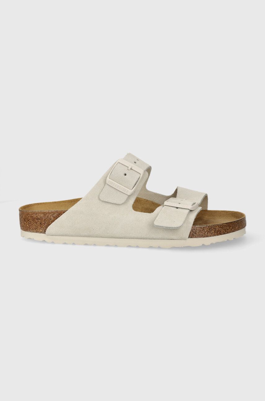 Birkenstock papuci din piele Arizona femei, culoarea bej, 1026817 Birkenstock papuci din piele Arizona femei, culoarea bej, 1026817