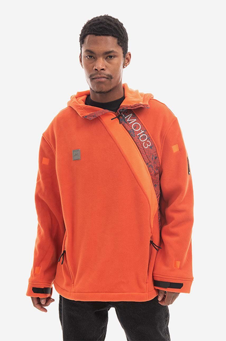 A-COLD-WALL* bluză Axis Fleece bărbați, culoarea portocaliu, cu glugă, cu model ACWMO103.-RUST A-COLD-WALL* bluză Axis Fleece bărbați, culoarea portocaliu, cu glugă, cu model ACWMO103.-RUST