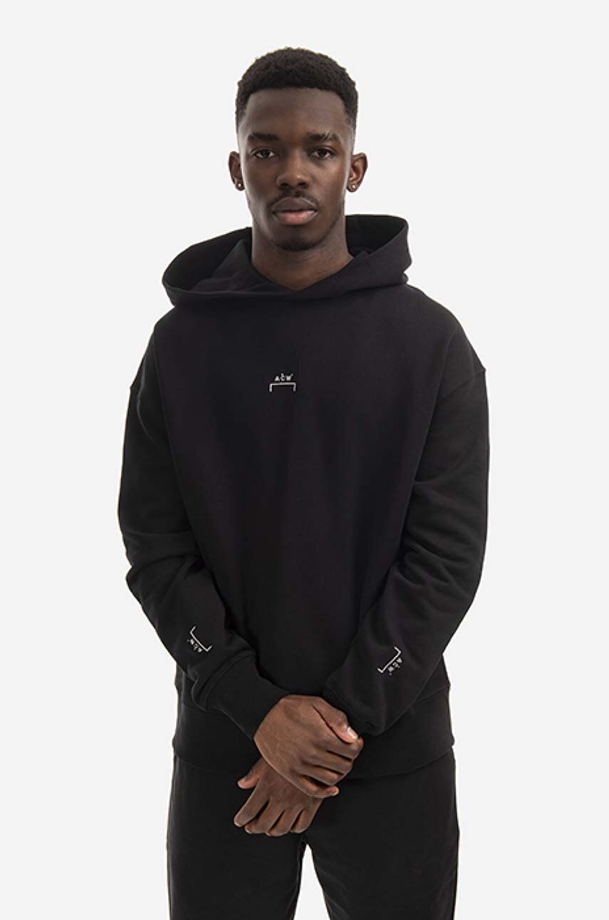 A-COLD-WALL* hanorac de bumbac Essential Hoodie bărbați, culoarea negru, cu glugă, cu imprimeu ACWMW081.-GREEN A-COLD-WALL* hanorac de bumbac Essential Hoodie bărbați, culoarea negru, cu glugă, cu imprimeu ACWMW081.-GREEN