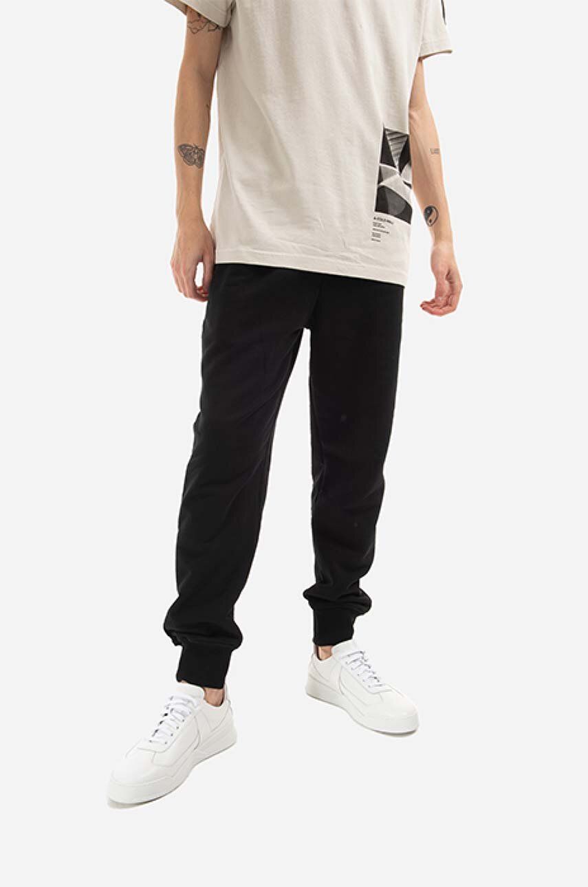 A-COLD-WALL* pantaloni de trening din bumbac Essential Logo culoarea negru, cu imprimeu ACWMB096.-SLATE.GREY A-COLD-WALL* pantaloni de trening din bumbac Essential Logo culoarea negru, cu imprimeu ACWMB096.-SLATE.GREY