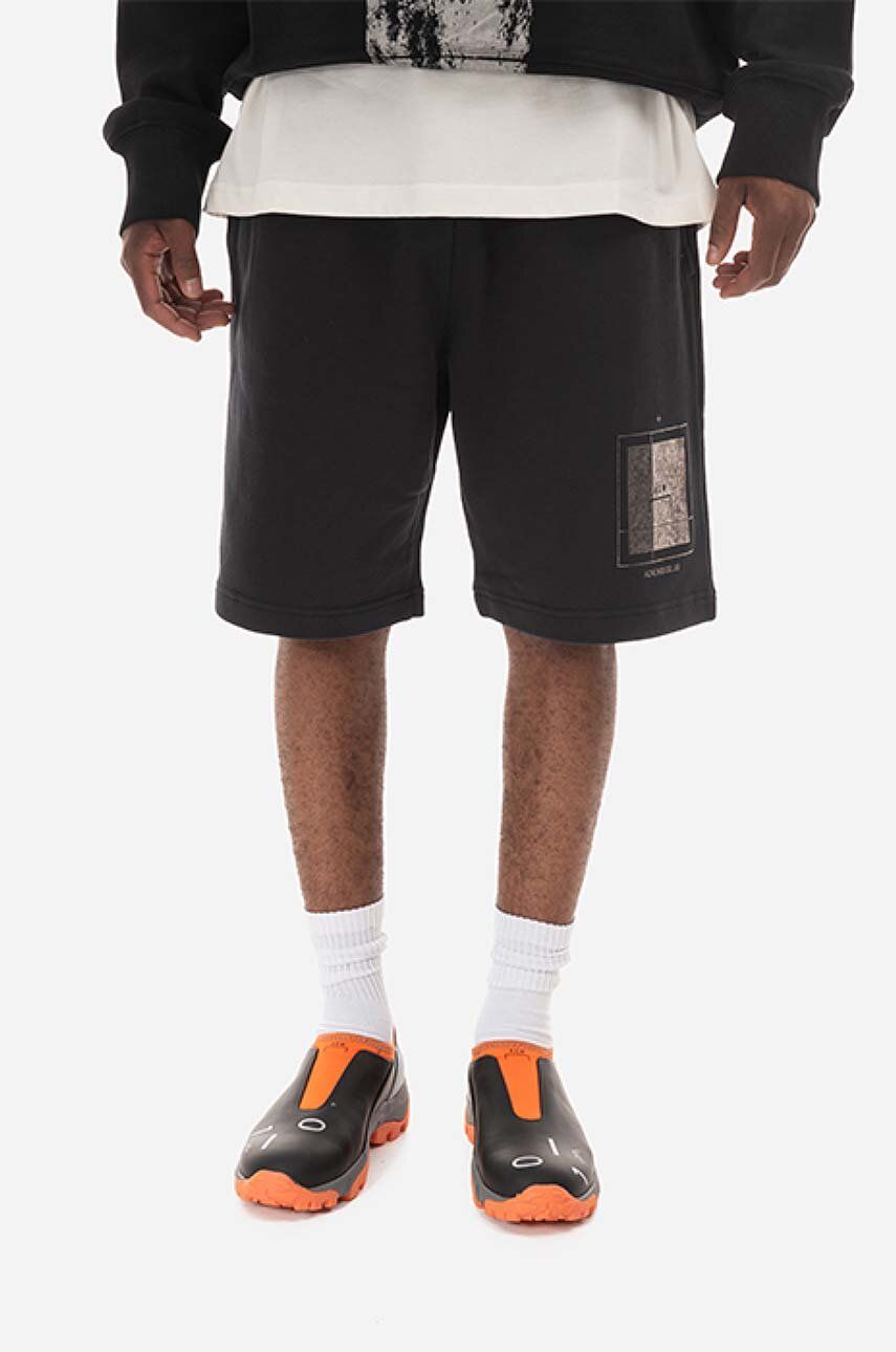 A-COLD-WALL* pantaloni scurți din bumbac Foil Grid Sweat Shorts culoarea negru ACWMB132.-BLACK A-COLD-WALL* pantaloni scurți din bumbac Foil Grid Sweat Shorts culoarea negru ACWMB132.-BLACK