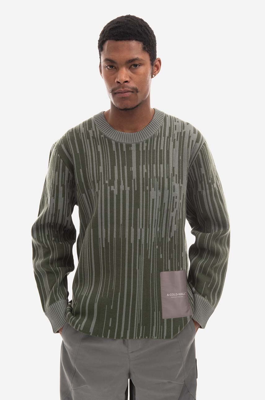 A-COLD-WALL* pulover de lână Two-Tone Jacquard Knit culoarea verde ACWMK074-PINEGREEN A-COLD-WALL* pulover de lână Two-Tone Jacquard Knit culoarea verde ACWMK074-PINEGREEN