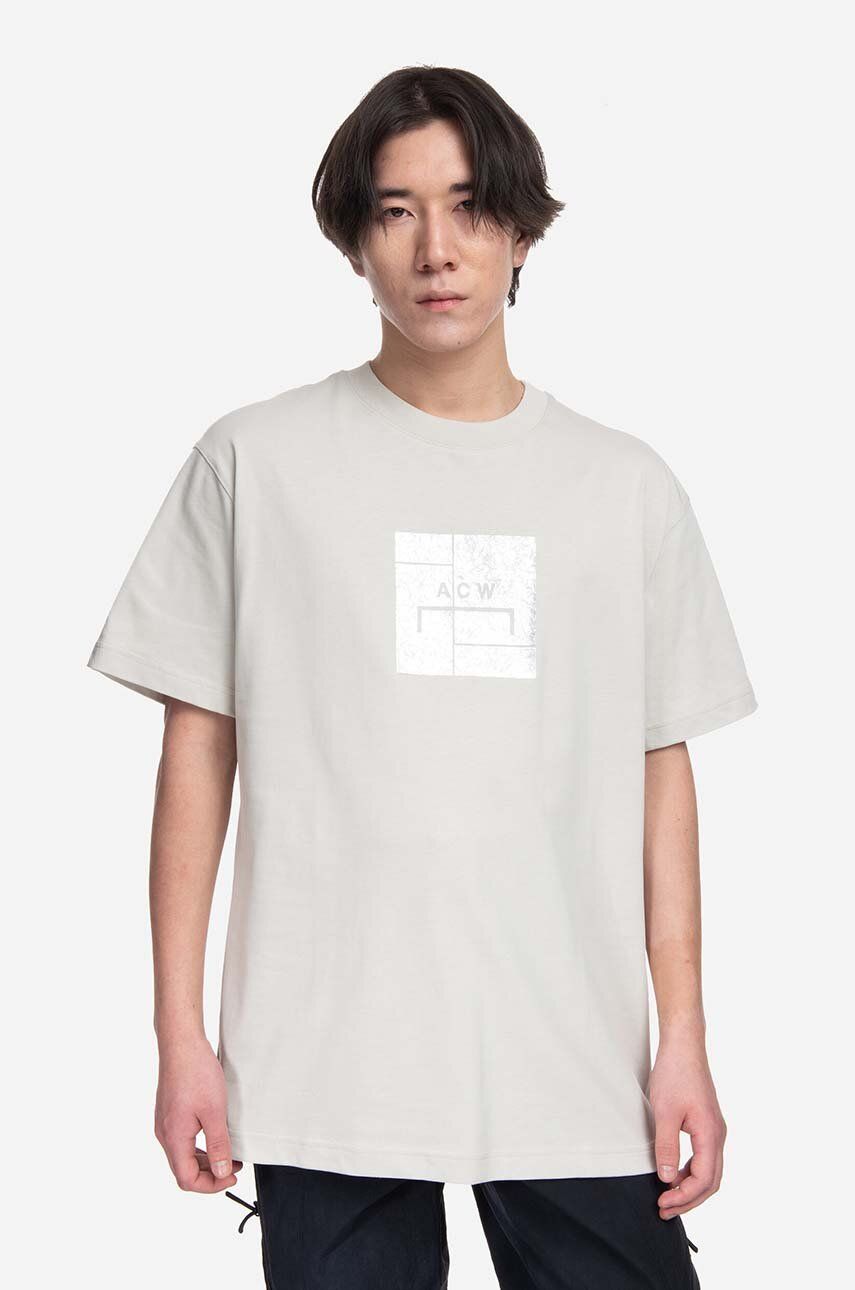 A-COLD-WALL* tricou din bumbac Foil Grid SS T-Shirt culoarea gri, cu imprimeu ACWMTS110-BONE A-COLD-WALL* tricou din bumbac Foil Grid SS T-Shirt culoarea gri, cu imprimeu ACWMTS110-BONE