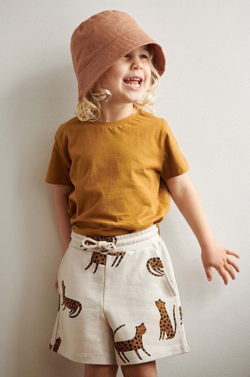 Liewood pantaloni scurți din bumbac pentru copii Gram Printed Sweatshorts culoarea bej, modelator, talie reglabila Liewood pantaloni scurți din bumbac pentru copii Gram Printed Sweatshorts culoarea bej, modelator, talie reglabila