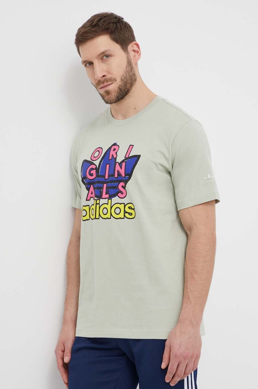 adidas Originals tricou din bumbac bărbați, culoarea verde, cu imprimeu IS0231 adidas Originals tricou din bumbac bărbați, culoarea verde, cu imprimeu IS0231