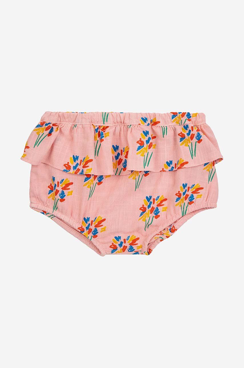 Bobo Choses pantaloni scurți din amestec de in pentru bebeluși culoarea roz, modelator Bobo Choses pantaloni scurți din amestec de in pentru bebeluși culoarea roz, modelator