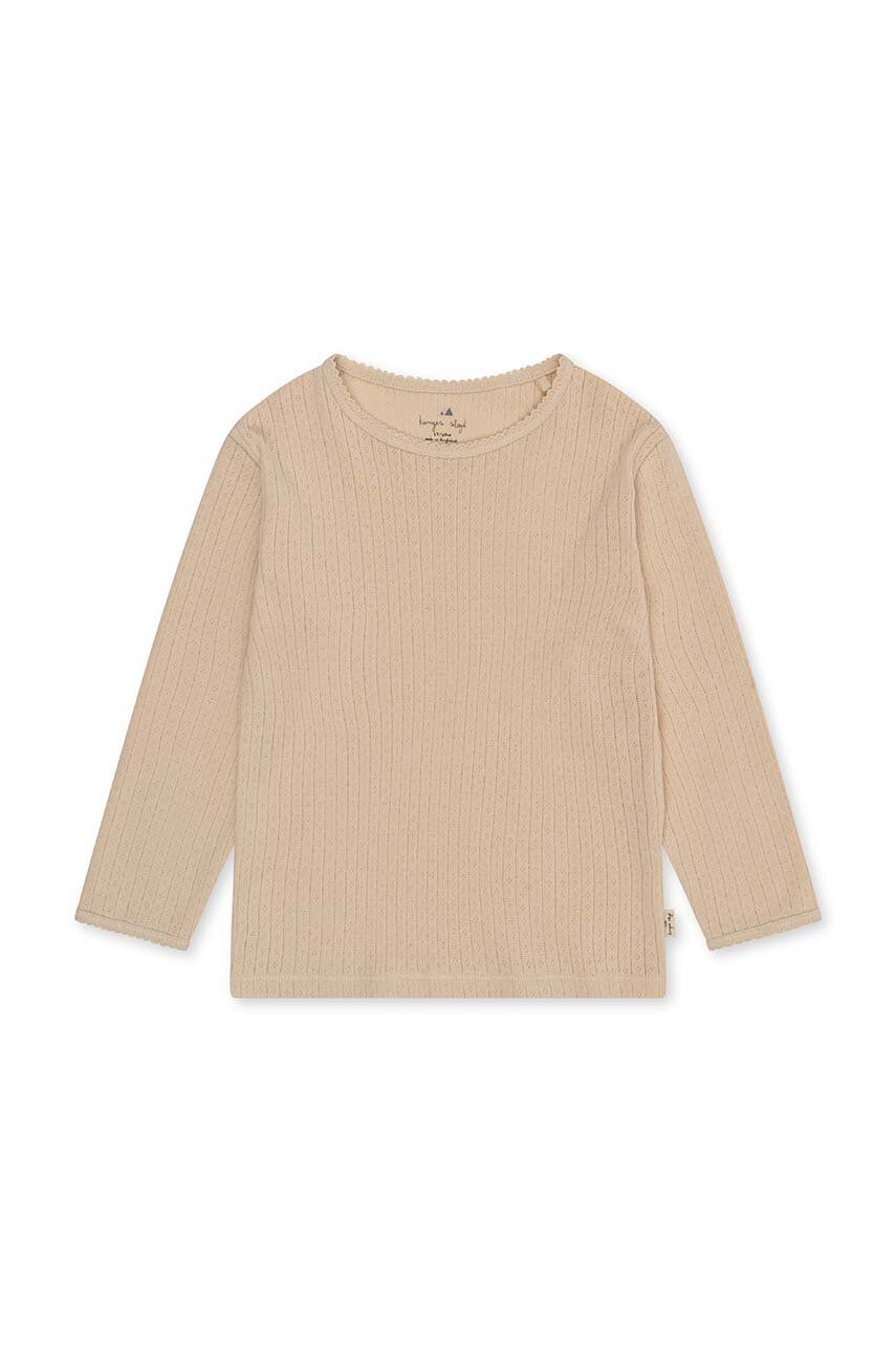 Konges Sløjd longsleeve din bumbac pentru copii culoarea bej, neted Konges Sløjd longsleeve din bumbac pentru copii culoarea bej, neted