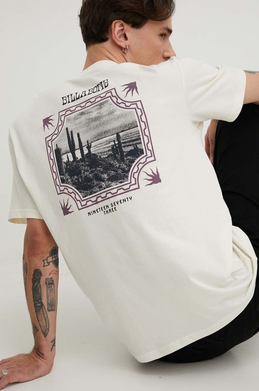 Billabong tricou din bumbac barbati, culoarea bej, cu imprimeu Billabong tricou din bumbac barbati, culoarea bej, cu imprimeu